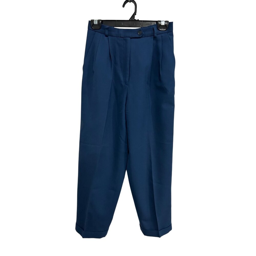 Talbots Petites Worsted Wool Belt Hoops Workwear Pleated Trousers SIze 6P Preppy